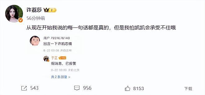 于正嘲讽许荔莎脑子有问题曾骚扰许凯，工作室承认早年有短暂交集（组图） - 8