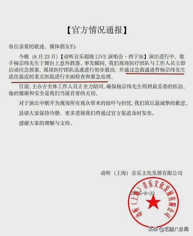 杨宗纬跌落2米舞台，紧急抬走送医，发文祈求老妈别看热搜（组图） - 8
