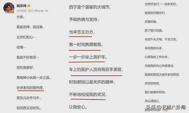 杨宗纬跌落2米舞台，紧急抬走送医，发文祈求老妈别看热搜（组图） - 10