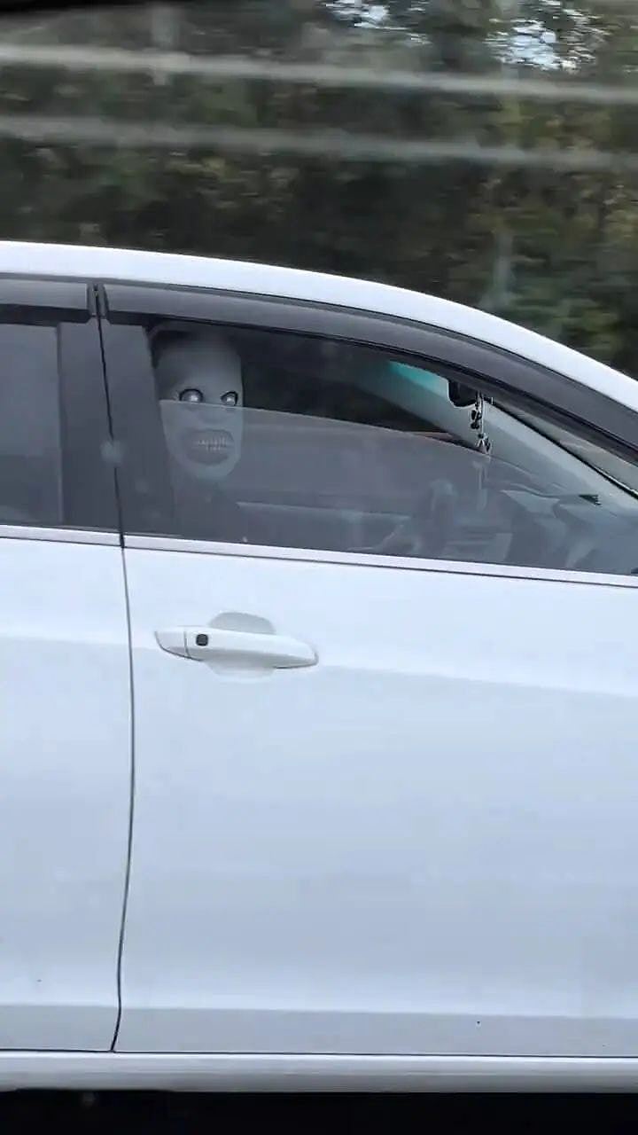 外籍教师高速公路戴面具吓人引热议,女子开车敷面膜也被惩处?(组图) - 1
