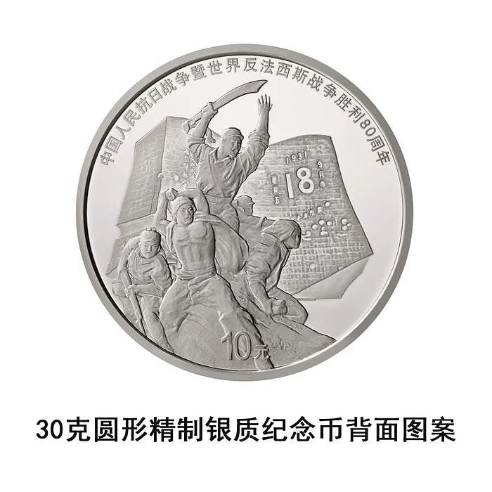 央行9月3日起发行4枚抗战胜利80周年纪念币！8克纯金币面额100元（组图） - 5