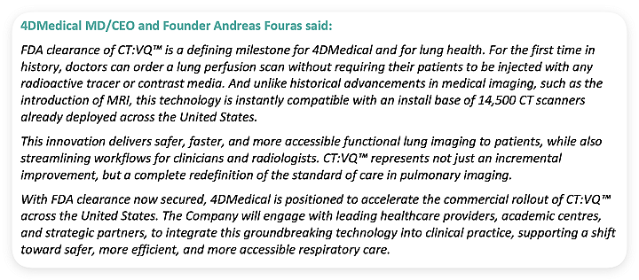 【异动股】4DMEDICAL (ASX：4DX) 肺部成像通气灌注产品CT：VQ获得美国FDA批准上市 股价暴涨36% - 3