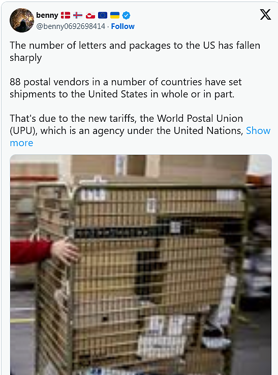 澳洲等多国暂停受理寄往美国包裹！华府取消小额包裹免关税后，寄美邮件量剧减81%（图） - 1