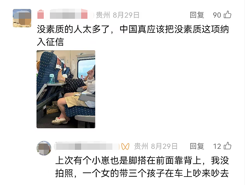 女子高铁上脱鞋,高举双脚做拉伸!网友:还有更恶劣的……(组图) - 2