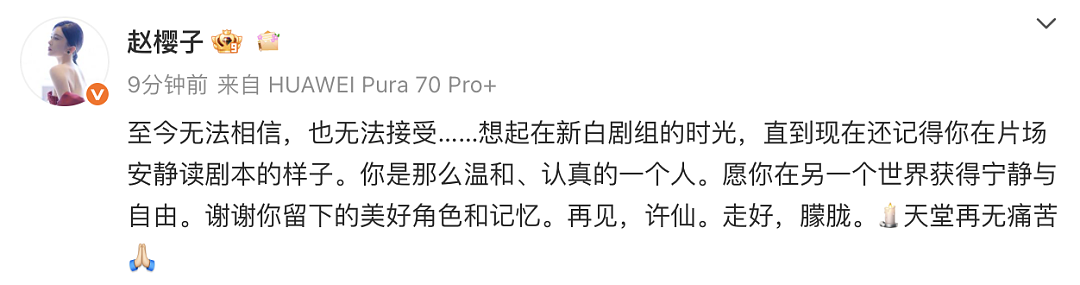 于朦胧坠楼身亡,印小天、张云龙等艺人发文悼念,主演节目原计划明晚央视播出(组图) - 4