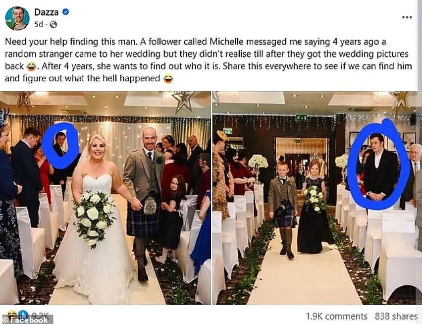 婚礼来了个谁都不认识的老哥，新娘困惑四年才找到正主：我说我走错了，你信不...（组图） - 4