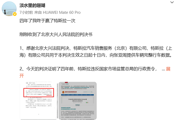 对话特斯拉“车顶维权”女车主：终于赢了特斯拉一次！“打官司花了不止两个40万元，只想要一个结果”（组图） - 3