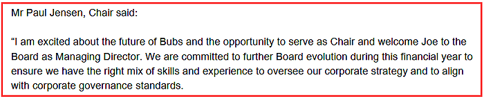 (ASX：BUB)董事局焕新 引领战略升级 Paul Jensen担任董事局主席 CEO Joe Coote兼任董事总经理 - 7