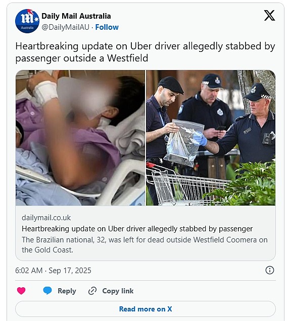 澳洲Uber女司机凌晨载客,突遭16岁少年安全带勒颈狂刺十多刀瘫痪(图) - 2