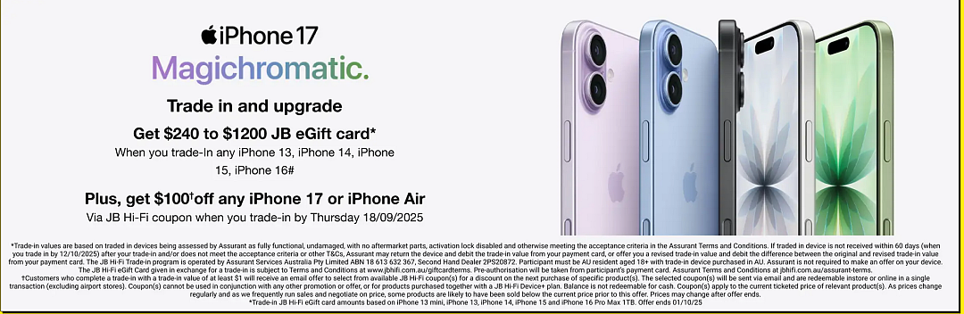 iPhone 17预售优惠期今天结束！【JB Hi-Fi】最新一期优惠目录（组图） - 3