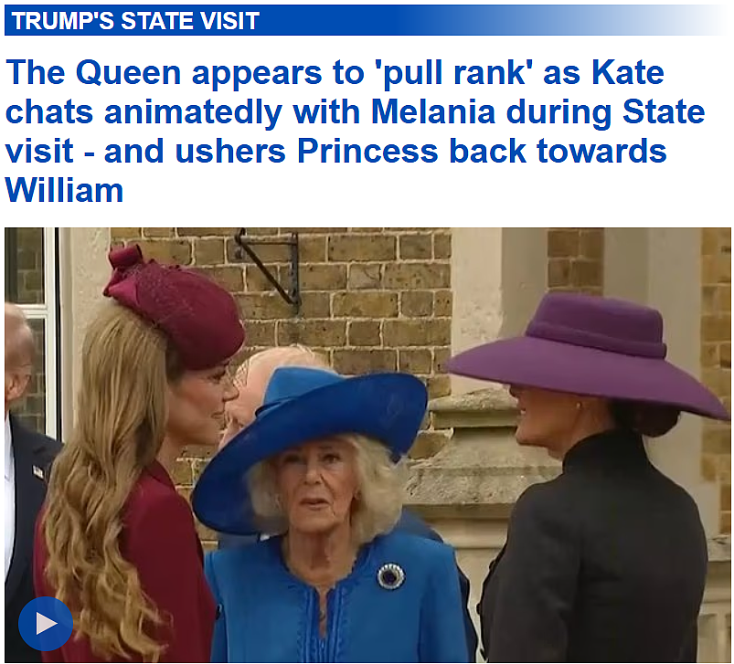 英美国宴硝烟四起!特朗普盯着凯特说“谢谢王后”,卡米拉黑脸示意凯特“注意身份”?网友:凯特小心(组图) - 9