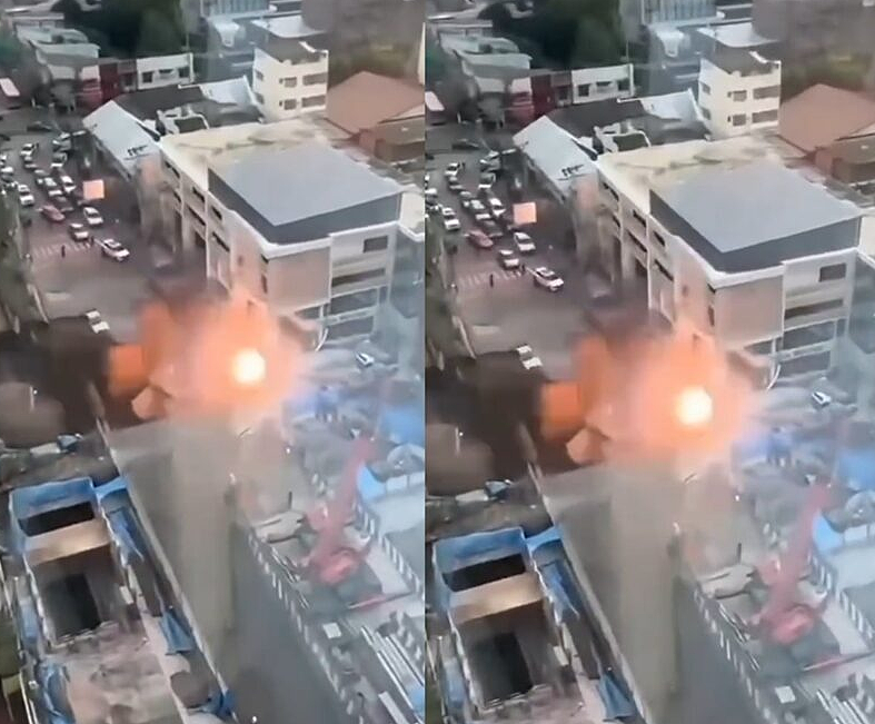 曼谷市区惊现50m深天坑！火花炸出恐怖瞬间曝，地铁施工酿祸（视频/组图） - 1