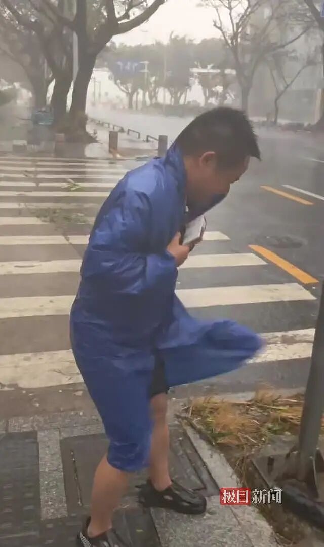 128斤记者在路上举步维艰，眼镜被吹跑！台风“桦加沙”袭击珠海：街边树枝断落，单车成排倒地（组图） - 2