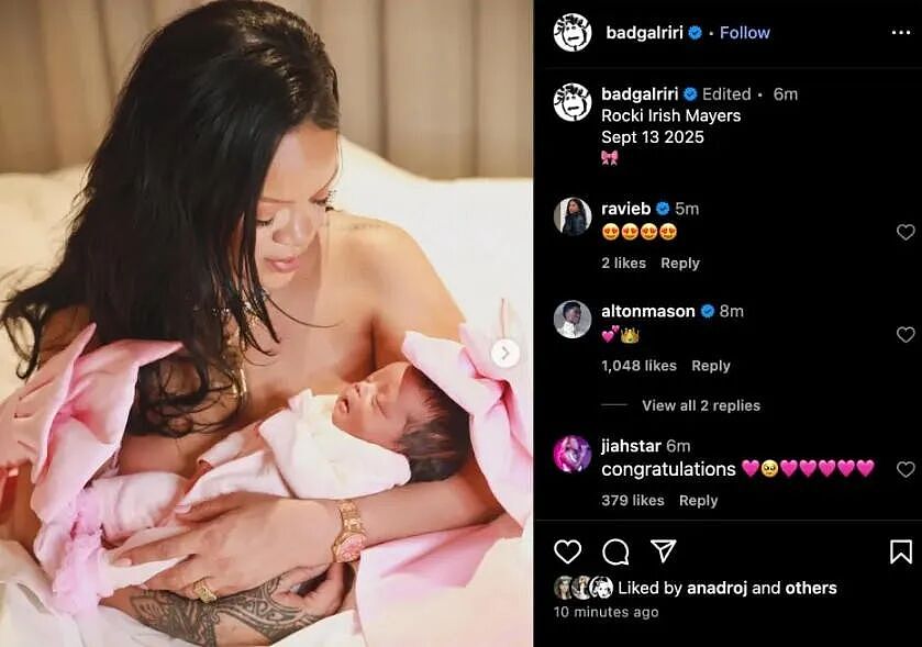 蕾哈娜官宣三胎！四年抱仨娃，想要的女儿终于来了！这回能出专辑了吗（组图） - 2