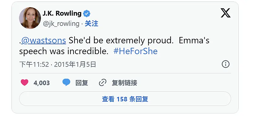 “赫敏”艾玛·沃森首次回应与JK罗琳跨性别论战!称《哈利·波特》是最重要作品,“希望她继续爱我”?(组图) - 6