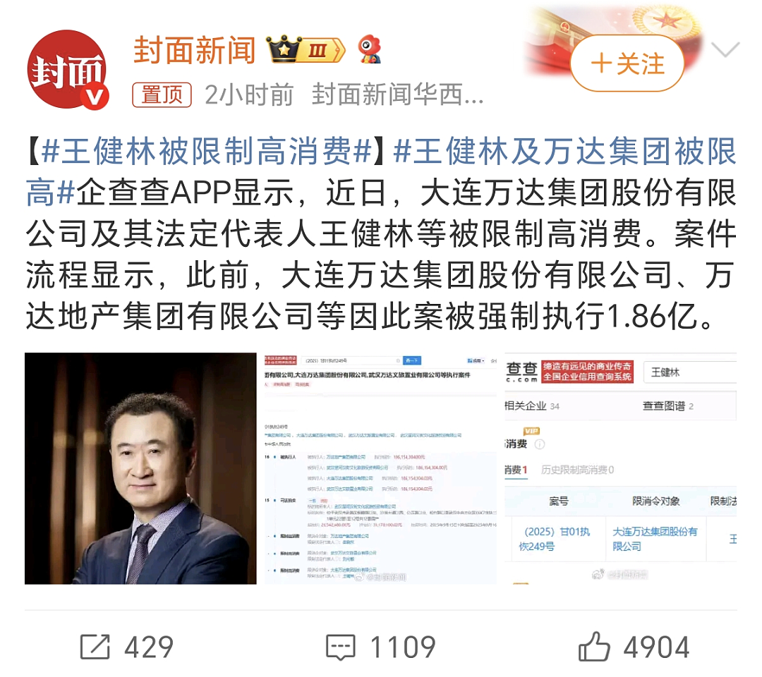 王健林被限制高消费！曾向淡马锡抵押酒店还债、儿子现居新加坡… 更多内幕曝光（组图） - 5