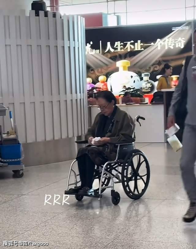 斯琴高娃坐轮椅现身机场，脸部松弛法令纹明显，身体状况让人担忧（组图） - 3