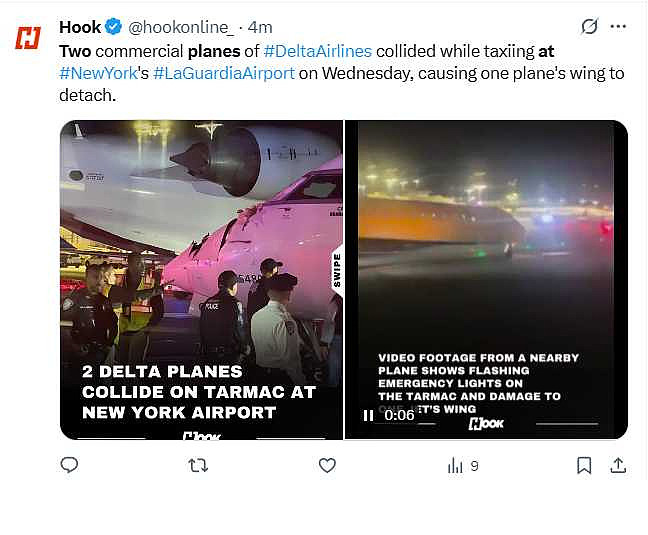 还没起飞先先撞上！达美航空两客机擦撞，1空服员受伤85人急撤飞机（组图） - 2