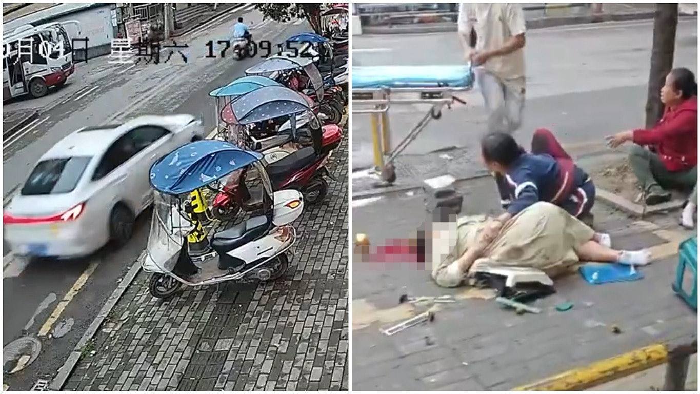 湖北轿车失控横扫地摊致5死8伤，现场惨况曝光（视频/组图） - 1