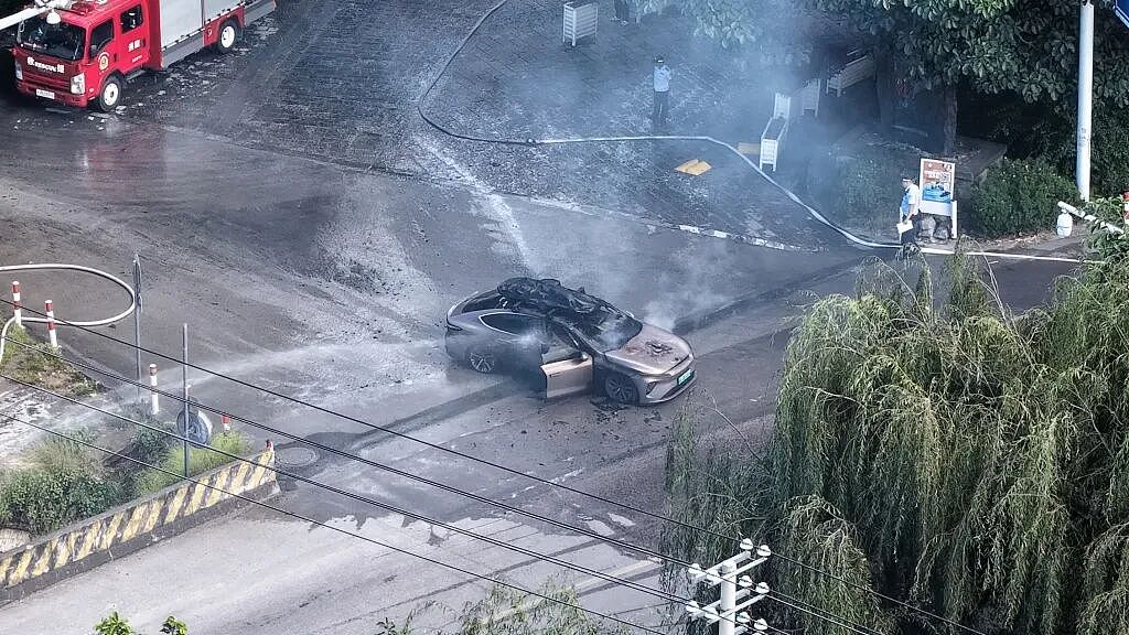 现场画面曝光！一辆蔚来在景区外起火，目击者称“听见一声巨响”，车上一家四口逃生……（视频/组图） - 5