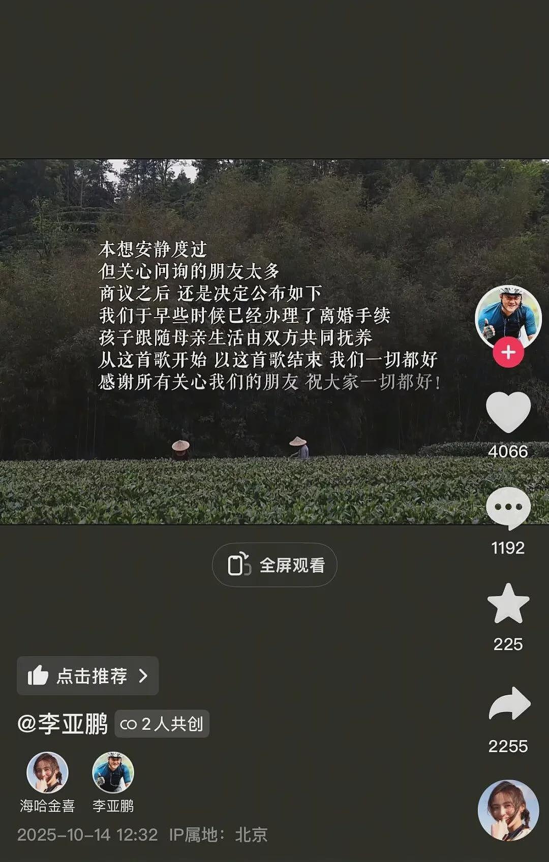 李亚鹏与海哈金喜宣布离婚,女方承认很久没一起了(组图) - 1
