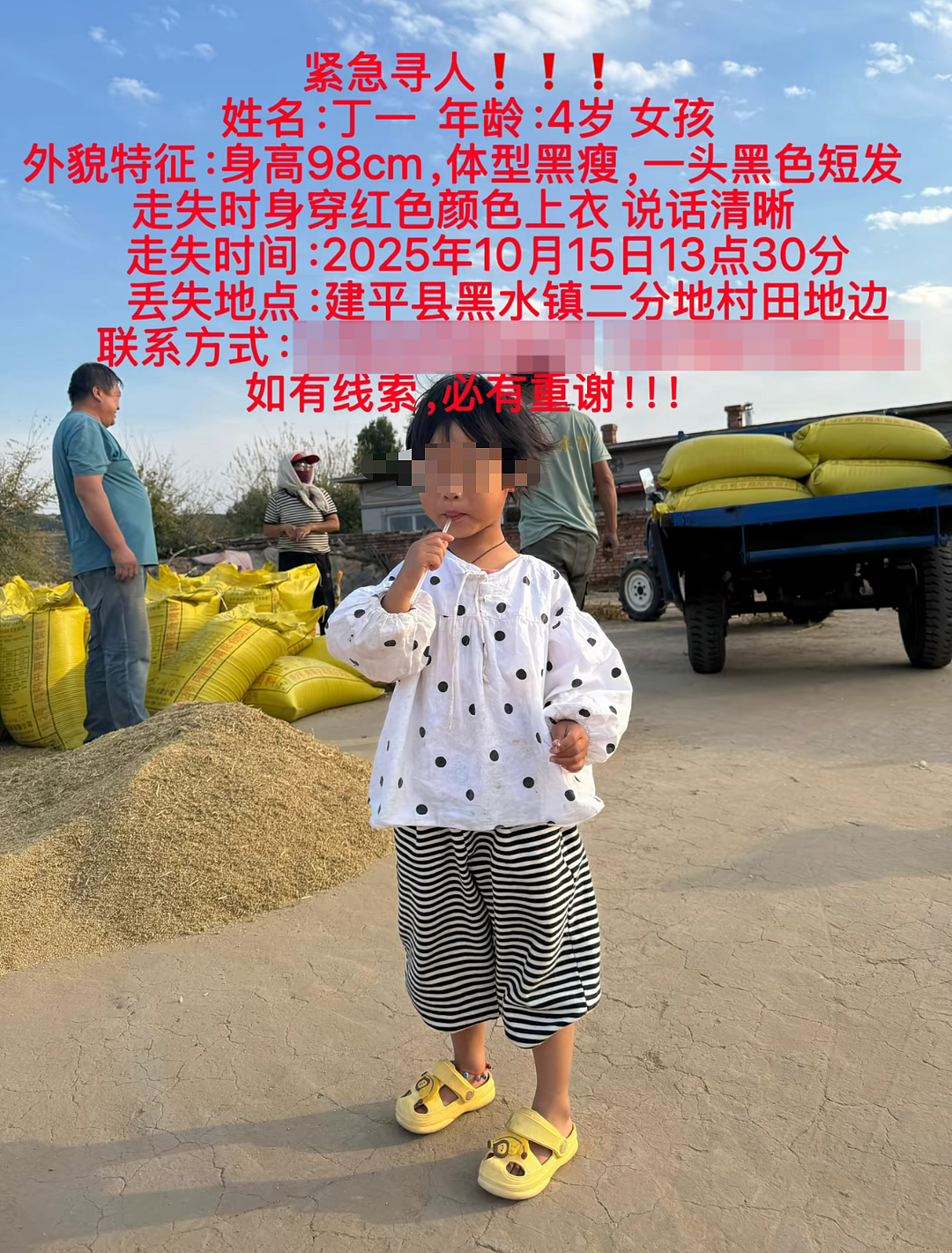 4岁女童车内睡觉离奇失踪，村民曾称担心被老鹰抓走，警方通报：已找到（组图） - 2