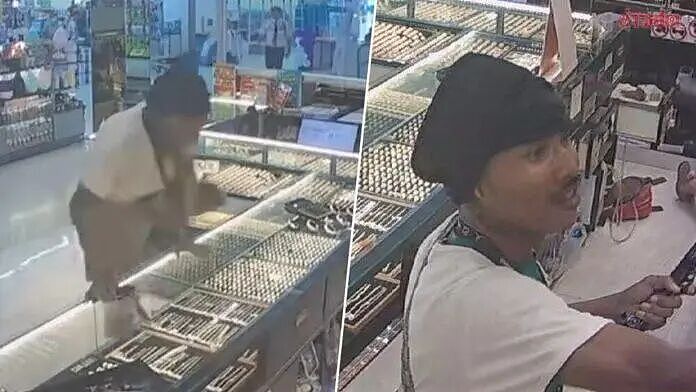 画面曝光！男子抢劫金店，扔炸弹疑自伤手部，逃跑时抢到的金饰还全掉店里，一条没带走（组图） - 1