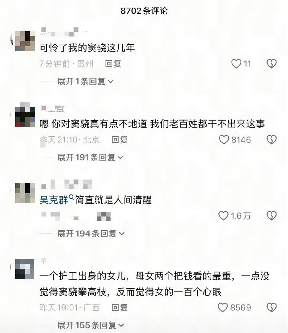 何超莲评论区沦陷了,抖人纷纷心疼窦骁,网友吐槽:相互算计,没啥好可怜(组图) - 2