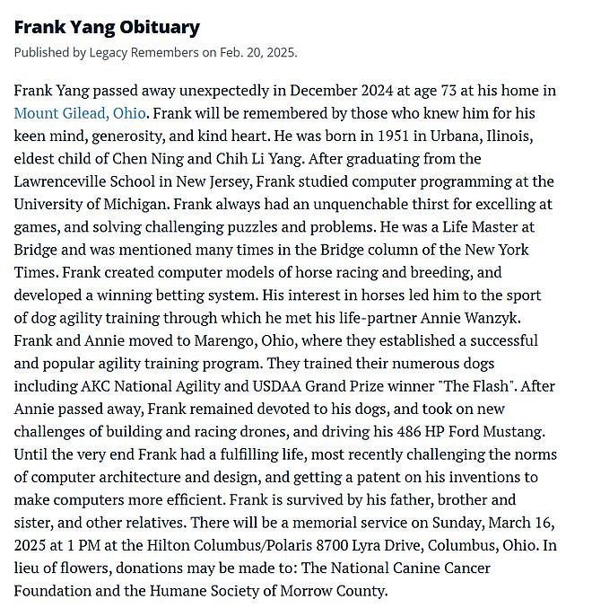 网传杨振宁长子一年前病逝,讣告及悼念照曝光,曾和爱因斯坦合影(组图) - 4