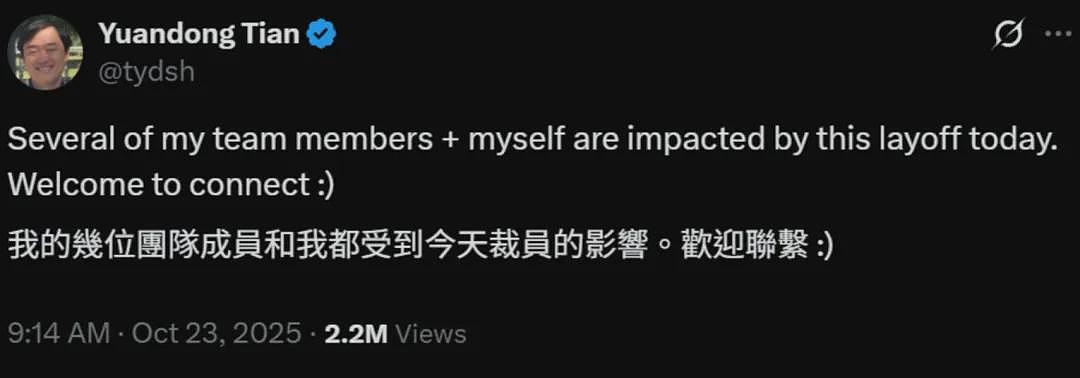 Meta大裁员！华人AI科学家惨遭解雇X上公开炮轰（组图） - 2