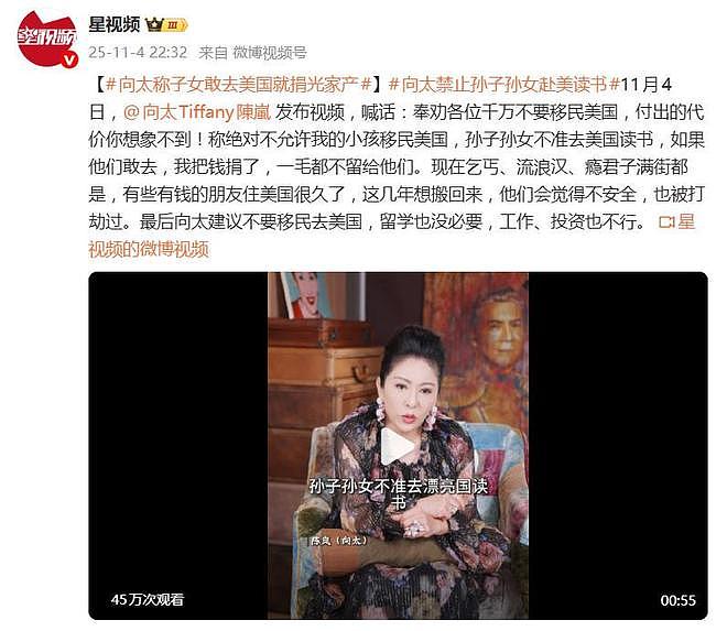 向太陈岚不准子女去美国读书:如果他们敢去,我把钱捐了(组图) - 2