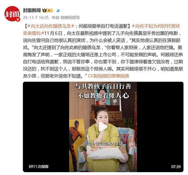 向太谈向佐赌债,何超琼亲自打电话给我道歉(组图) - 1