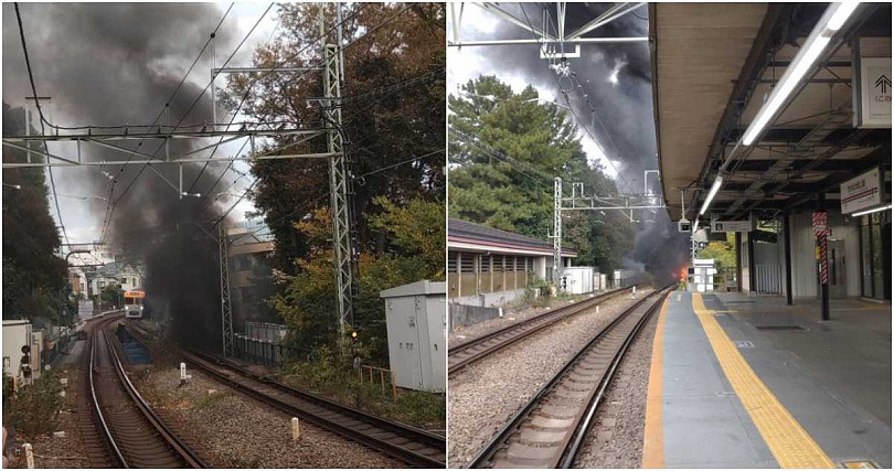 日本东京电车井之头线惊传火灾！铁轨窜出猛烈火舌，惊悚画面曝（组图） - 2