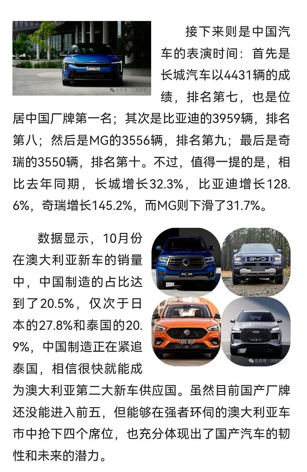 2025年10月澳洲新车市场:中国车持续强势冲击,澳洲车市格局再洗牌(组图) - 6