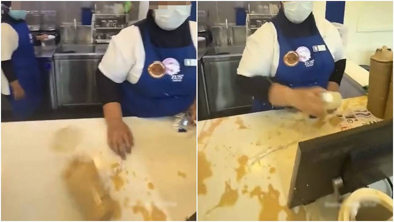 疑不满制作速度慢，中国籍女顾客与大马店员口角后甩杯子泼咖啡（视频/组图） - 1
