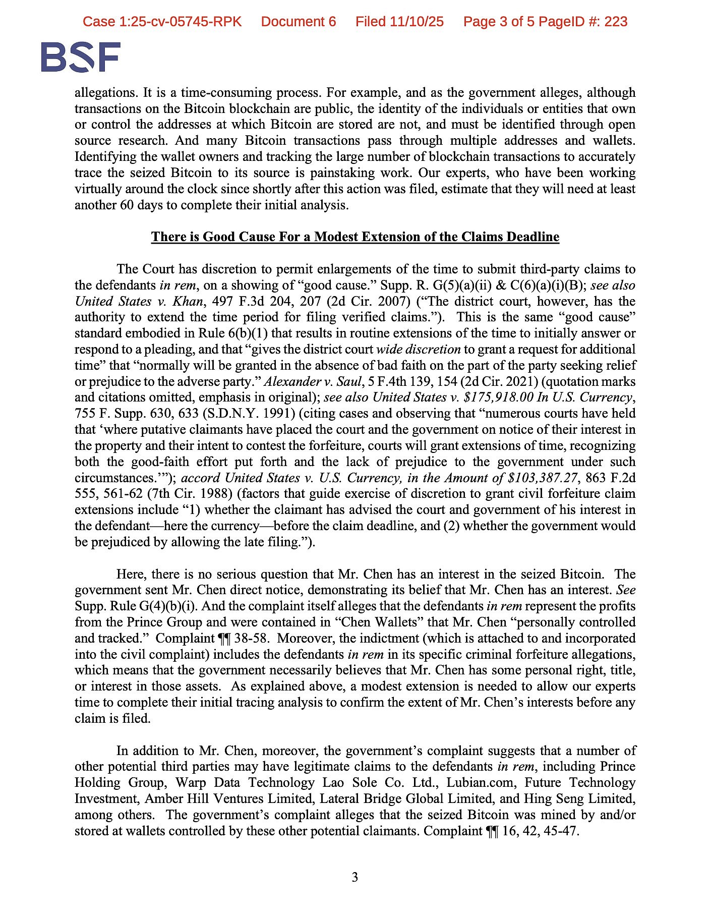 陈志律师请求美法院延解冻申请期限60日,指千亿比特币与诈骗无关(组图) - 4