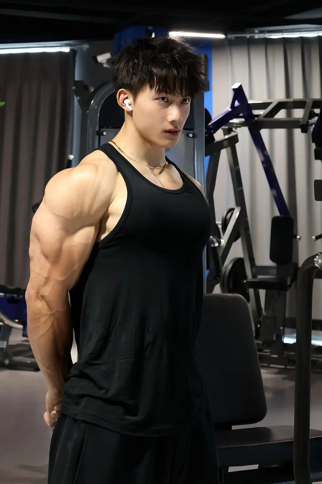 【帅哥】硬硬的肌肉男小哥健身房写真,宽肩、大胸肌,还有强壮粗手臂(组图) - 4
