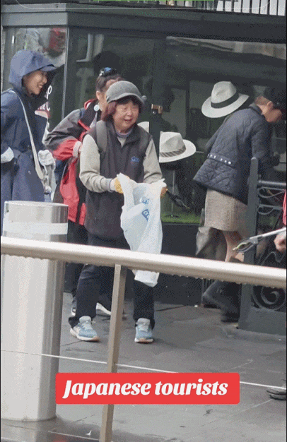 一群日本人被拍到在墨尔本地标建筑捡垃圾！澳洲主持人：这太羞耻了（组图） - 3
