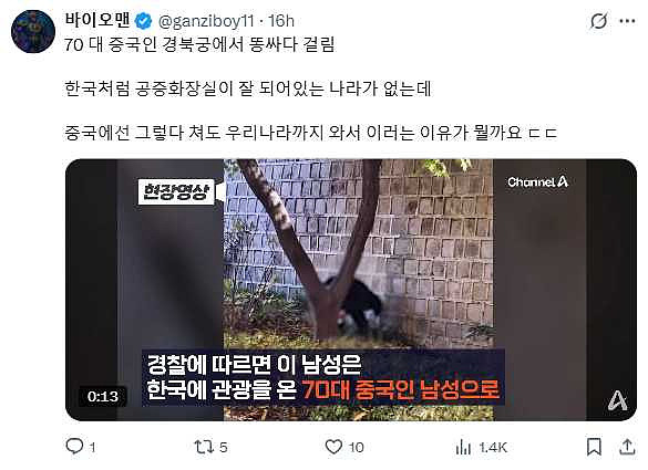 文化尊重在哪里？景福宫疑有中国游客公然便溺，韩国网友怒吼无法接受（组图） - 1