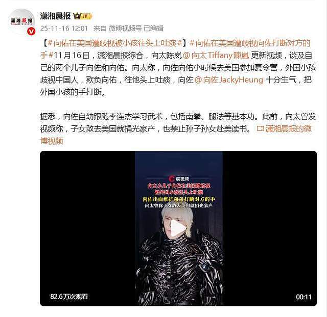 向太陈岚爆料：向佑在美国遭到歧视，作为大哥的向佐打断对方手臂（视频/组图） - 2