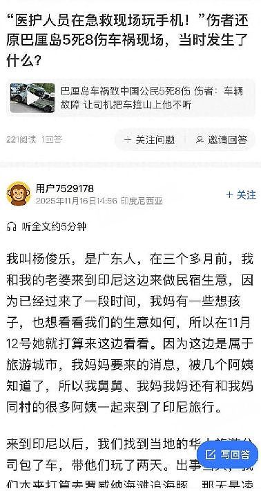 5名中国游客在巴厘岛车祸死亡，伤者：司机一点伤没有（组图） - 1