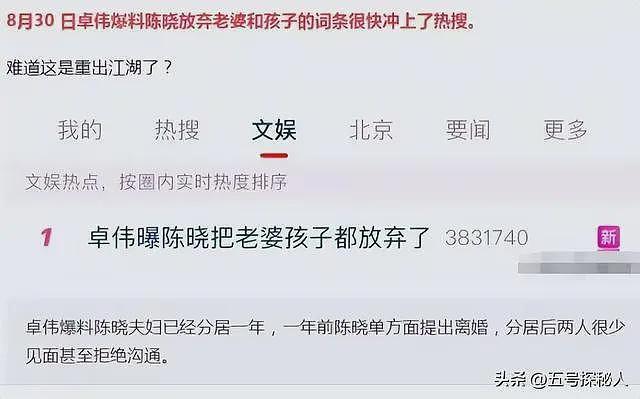 揭陈晓离婚内幕9个月后,卓伟再爆离婚瓜,直言夫妻二人反目成仇(组图) - 3