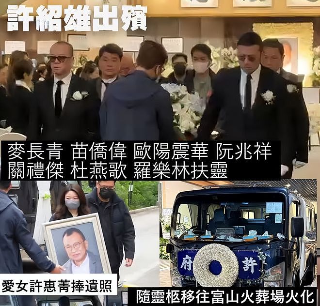 许绍雄出殡女儿捧遗像,佘诗曼哭到眼红肿,苗侨伟欧阳震华扶灵柩(组图) - 3