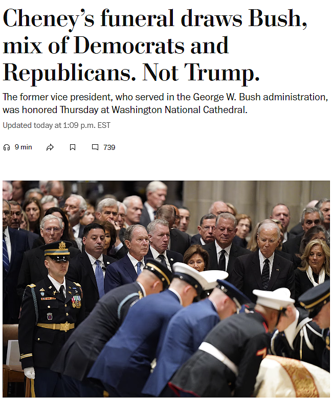 切尼国葬现场!拜登布什同席,特朗普未被邀请,奥巴马克林顿全部缺席(组图) - 1