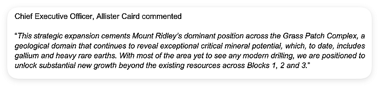 【异动股】Mount Ridley Mines (ASX：MRD)暴涨64%：西澳镓稀土项目地块面积扩张至1069平方公里 - 3