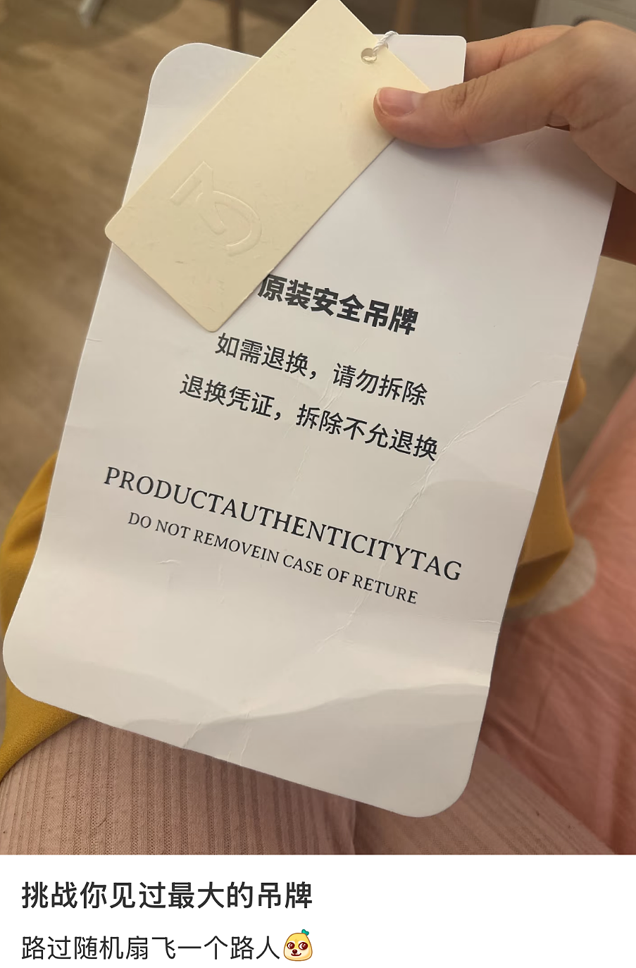 防退货奇招?为应对“穿完就退”订单,商家设计巨型吊牌!网友:随机扇飞一个路人(组图) - 6