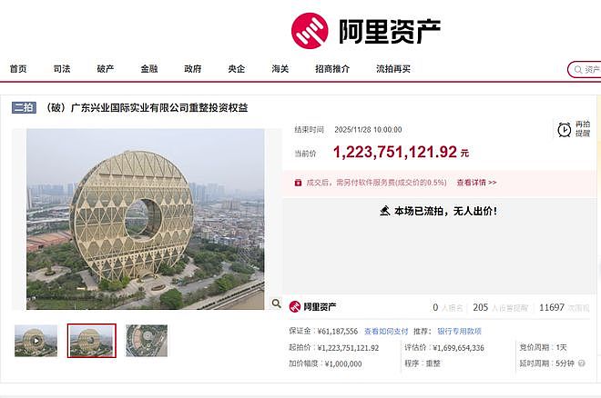 起拍价再降1.36亿元，广州“铜钱大厦”第四次拍卖仍流拍，万人围观无人报名出价（组图） - 1