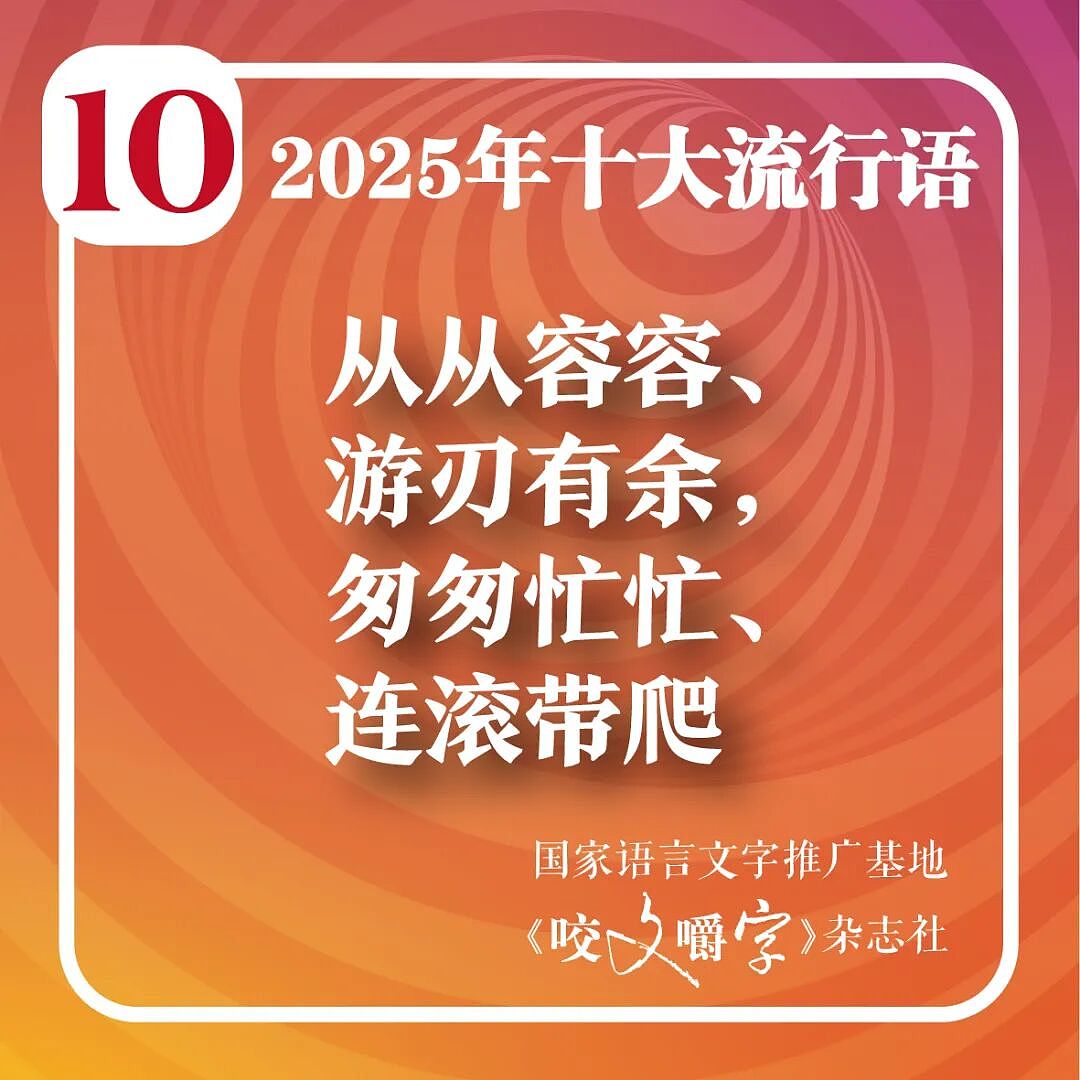 2025年十大流行语公布!“从从容容、游刃有余,匆匆忙忙、连滚带爬”“苏超”“预制xx”等入选(组图) - 11