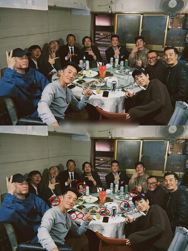 郑恺晒与陈赫等10人合影,被扒P掉7处烟盒打火机,遭吐槽一群老登(组图) - 3