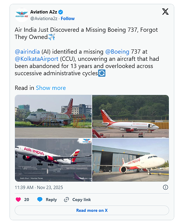 印度航空737客机失踪13年后寻获，因无官方文件纪录遭遗忘在机场（图） - 1